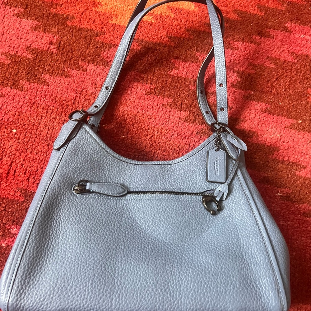 NWT Coach Lori Leather shoulder bag pewter/washed chambray